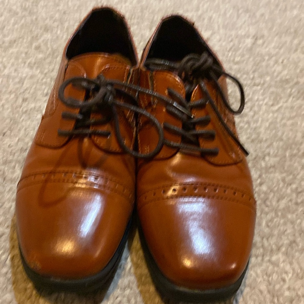 Brown dress shoes size youth 1 boys